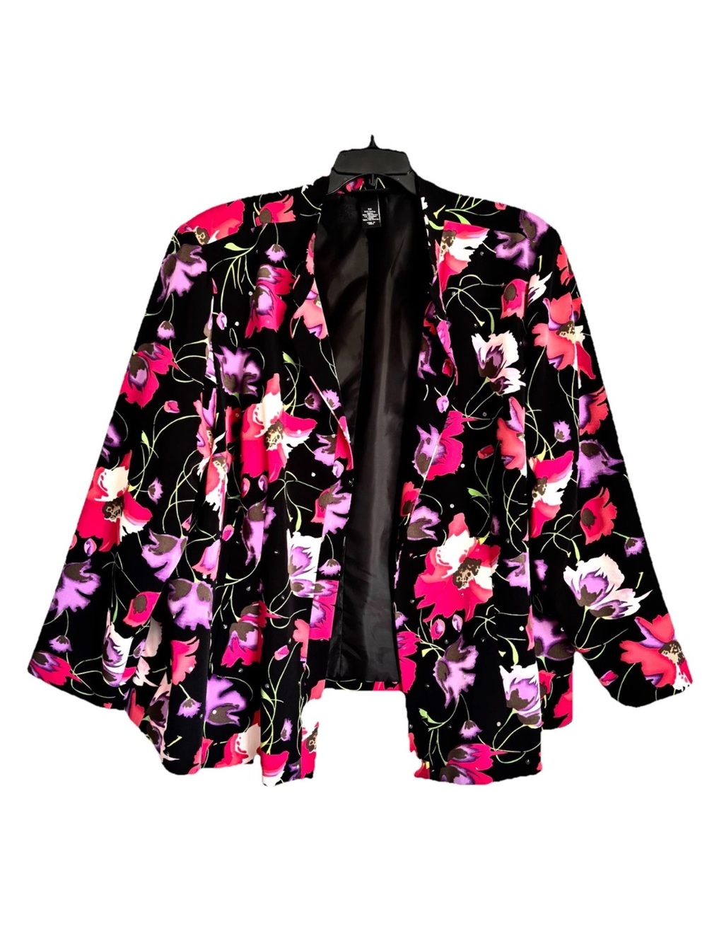 Maggie Barnes Floral Sequin Open Front Blazer Jacket 2X